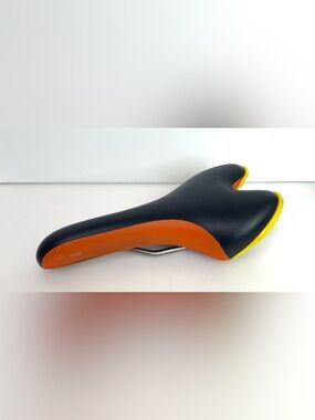 Vintage FIZIK PAVE Titanium Leather Bicycle Saddle Orange Black Red ITALY